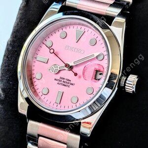Full Automatic Fabulous Pink Dress Watch Seiko NH35A Mod 36mm Sapphire 24jewel